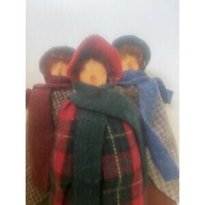 1995 Christmas Carolers Wooden Folk Art Carved Wood Signed John Valletta 1995